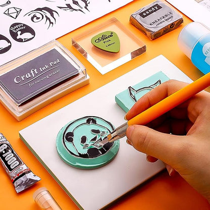 Tosnail 16 Pack 4" x 6" Rubber Stamp Carving Blocks, Soft Rubber - Image 9