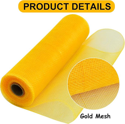 TONIFUL 2 Rolls 10 Inch Yellow Decorative Mesh Ribbbon Rolls, Fabric Mesh - Image 3