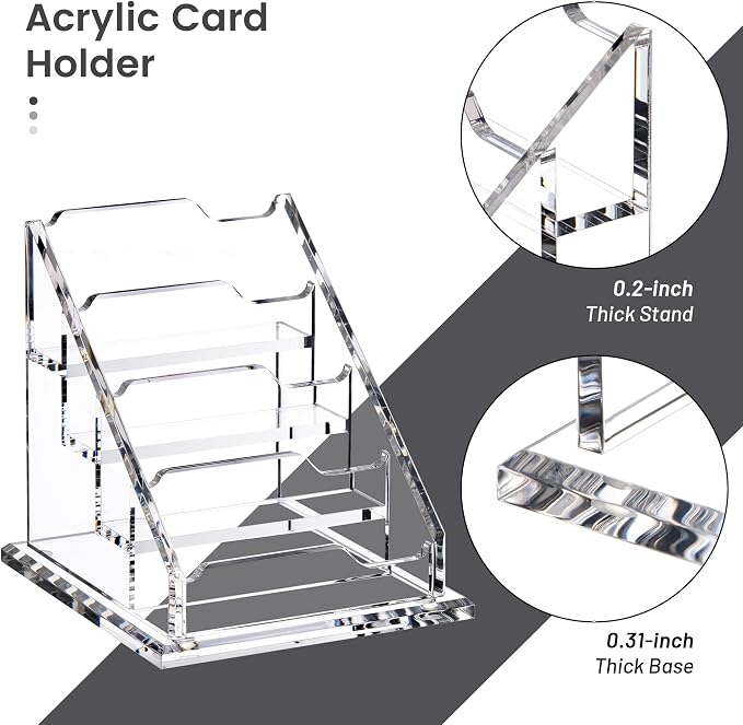 Acrylic Card Holder Clear Horizontal Business Card Organizer Stand - Image 6