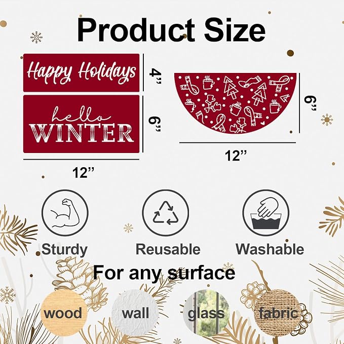 Christmas Stencils for Door Mats 12” Christmas Stencils for Crafts Reusable - Image 2