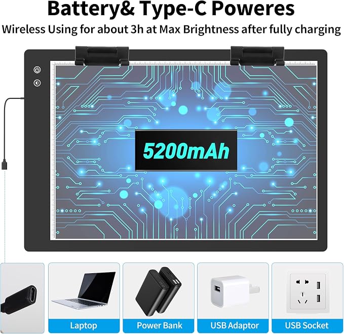 Rechargeable A2 Light Box, 3-Color Light LED Light Pad - Image 2