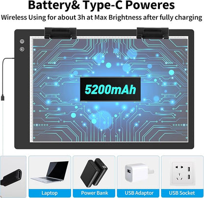 Rechargeable A2 Light Box, 3-Color Light LED Light Pad - Image 2