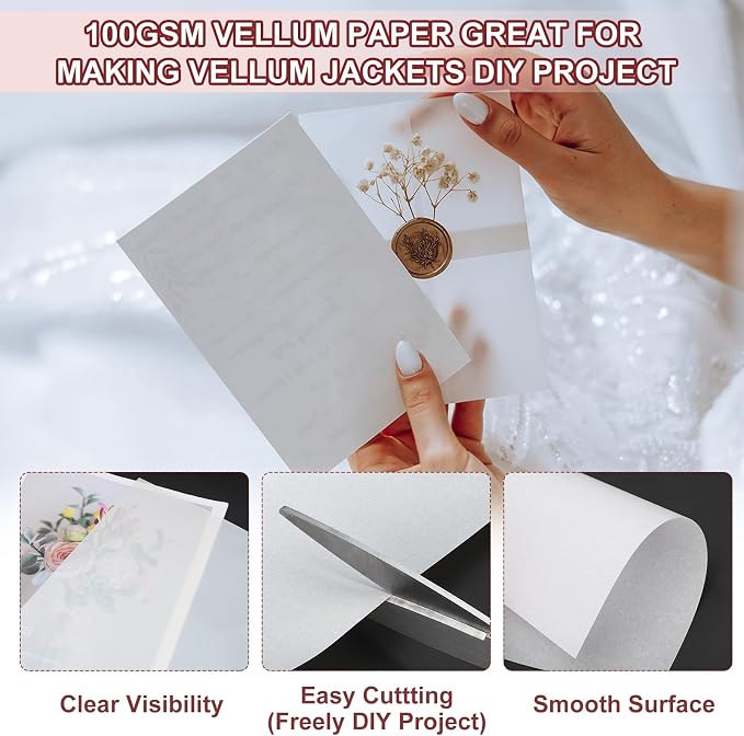 PATIKIL 30 Sheets Vellum Paper 4.25x5.5, Vellum Paper Printable Translucent - Image 3