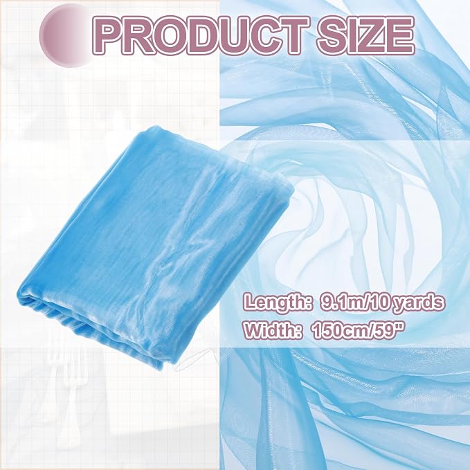 MECCANIXITY Iridescent Sheer Organza Fabric, 10 Yards x 59 Inches Solid - Image 2