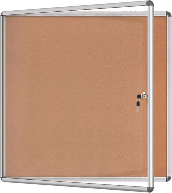 38"x38" Enclosed Bulletin Board, Lockable Weather-Resistant Aluminum Cork by MifuroOfficeProduct