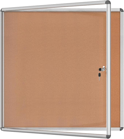 38"x38" Enclosed Bulletin Board, Lockable Weather-Resistant Aluminum Cork by MifuroOfficeProduct