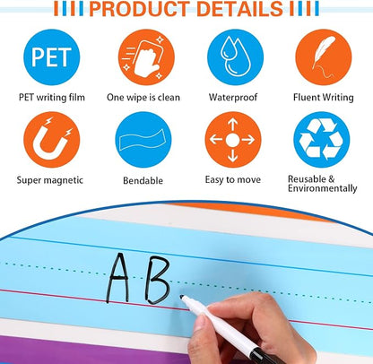 Faccito 12 Pieces Large Magnetic Sentence Strips 3 x 36 inch Dry Erase Sentence - Image 3