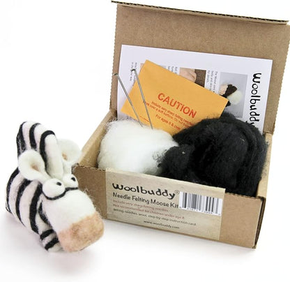 Woolbuddy Needle Felting Kit for Beginners & Adults – Zebra DIY Felt Animal by Woolbuddy