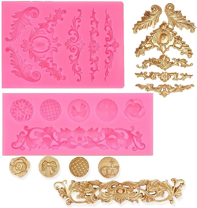 JOERSH 3PCS Baroque Scroll Molds Silicone Border Fondant Mold - Image 4