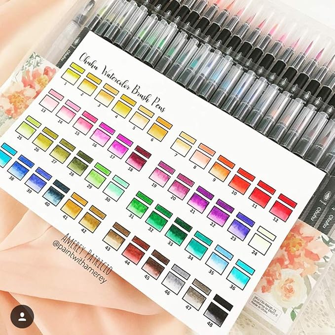 Professional Watercolor Brush Markers Pen 48 Colors of Ohuhu, Water Based - Image 6