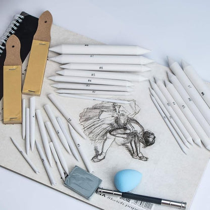 33 Pcs Blending Stumps and Tortillions Paper Art Blenders Drawing - Image 2