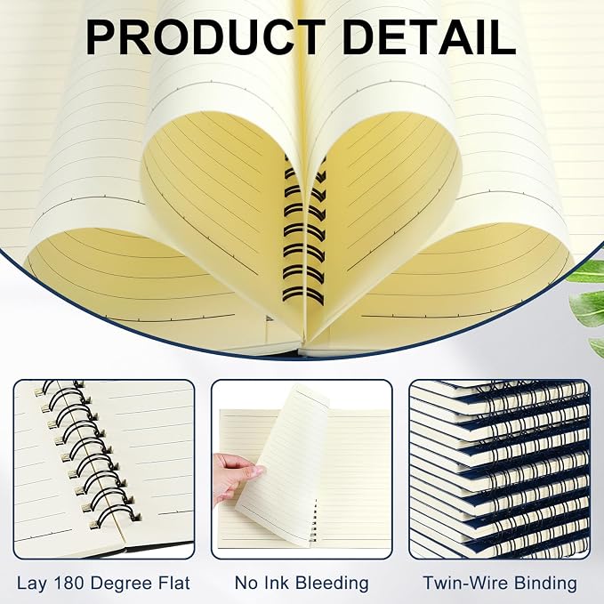 Yahenda 72 Pcs Spiral Notebook Bulk A5 Journal Lined 8.3'' x 5.5'' Writing - Image 3