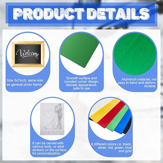 6 Pack 5 x 7 Inch Metal Engraving Sheets Multicolor Laser Engraving Blanks 0.8 - Image 4