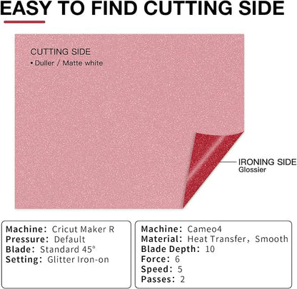 HTVRONT Red Glitter HTV Heat Transfer Vinyl Bundle: 13 Pack 12" x 10" Iron on - Image 3