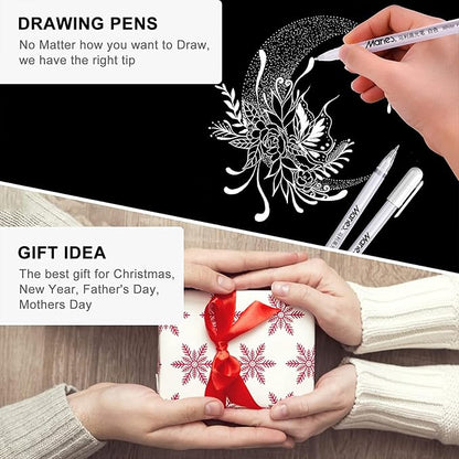 RVOGJP White Gel Pen Set, 3 Pack, 1mm Gel Ink Pens Opaque White Archival Ink - Image 7