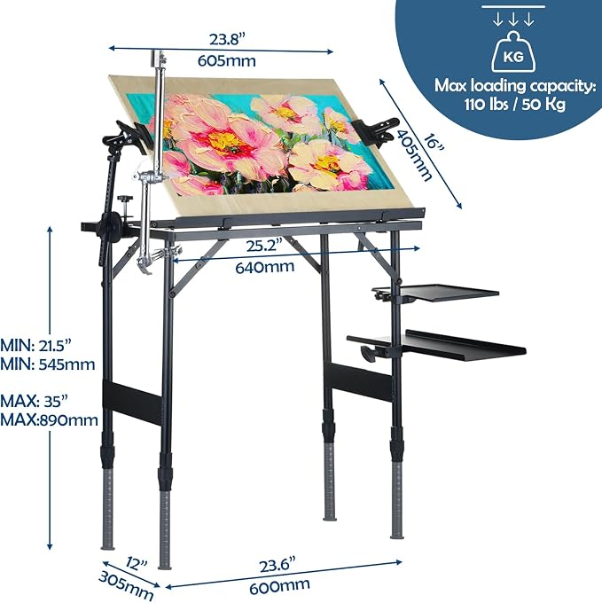 Artist Easel Stand Metal Foldable Portable Ergonomic Adjustable Easel - Image 3