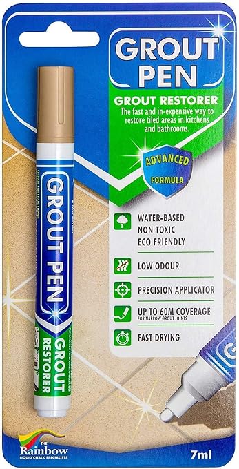 Grout Pen Beige Tile Paint Marker: Waterproof Grout Paint, Tile Grout Colorant by RainbowChalkMarkers