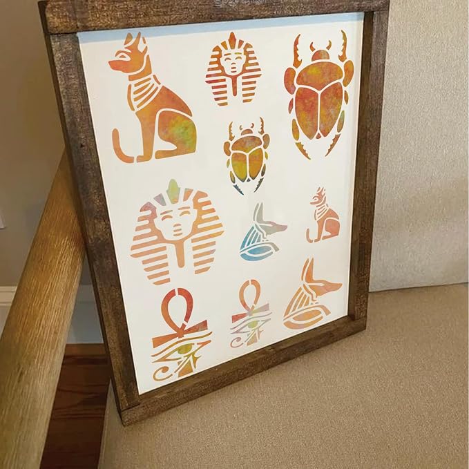 Egyptian Hieroglyphs Stencils, Ancient Egyptian Glyphs Alphabet Painting - Image 4