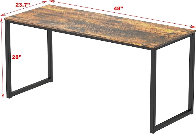 SHW Mission 48-Inch Home Office Computer Desk, Rustic Brown - Image 3