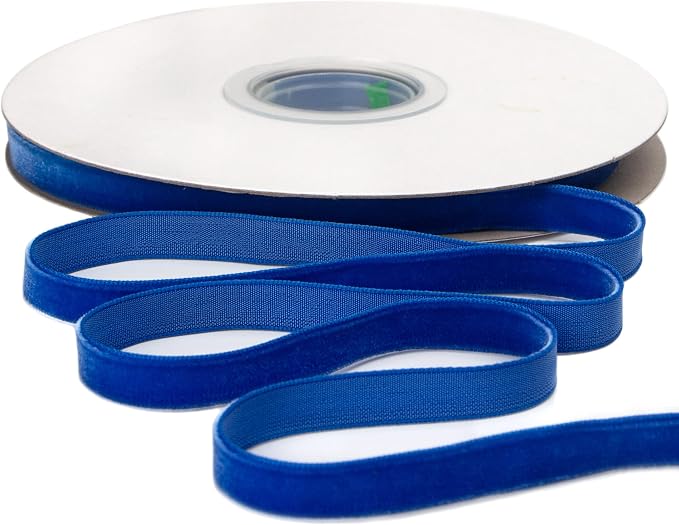 Ribbli Polyester Royal Blue Velvet Ribbon, 3/8 Inches Continuous10-Yard Spool by Ribbli