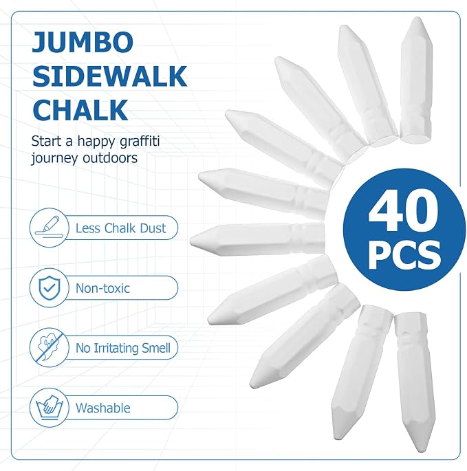 Fulmoon 40 Pcs Jumbo Sidewalk Chalk - Image 5