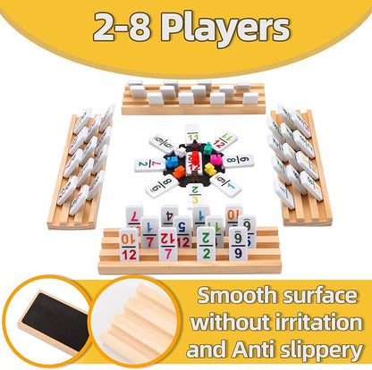 Mexican Train Dominoes Set Numbers and 8 Wooden Holders, Double 12 Travel - Image 4