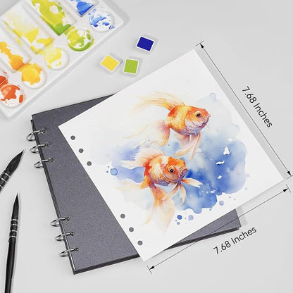 Lightwish Square Watercolor Journal, 100% Cotton, 300gsm/140lb, 20 Sheets Cold - Image 3