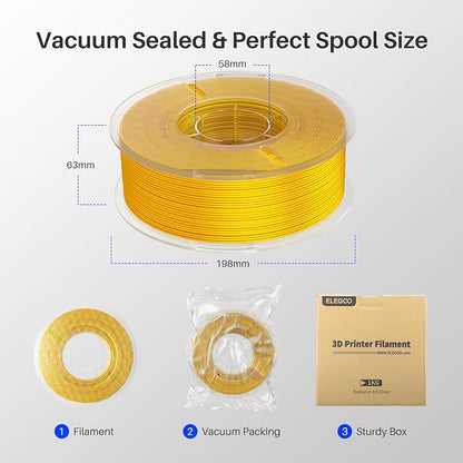 ELEGOO Silk PLA Filament 1.75mm White 1KG, 3D Printer Filament Dimensional - Image 6