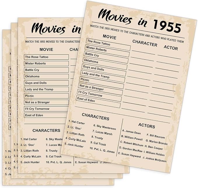 70th Birthday Party Games, Movies in 1955 Games, Birthday Party Supplies by QUPT