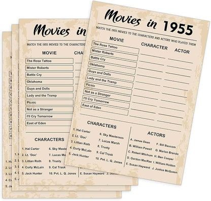 70th Birthday Party Games, Movies in 1955 Games, Birthday Party Supplies by QUPT