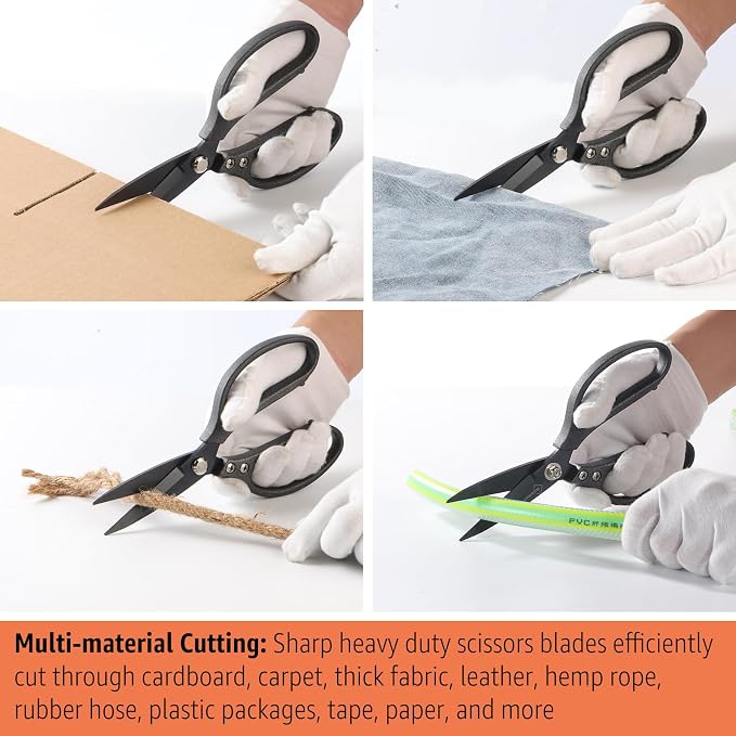 Heavy Duty All Purpose Scissors, Stainless Steel Blades, Frosted Gray Comfort - Image 5