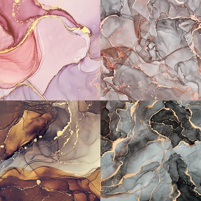 YASMEN Single-Sided Scrapbook Paper Pad, Marble Pattern Bronzing Cardstock - Image 4