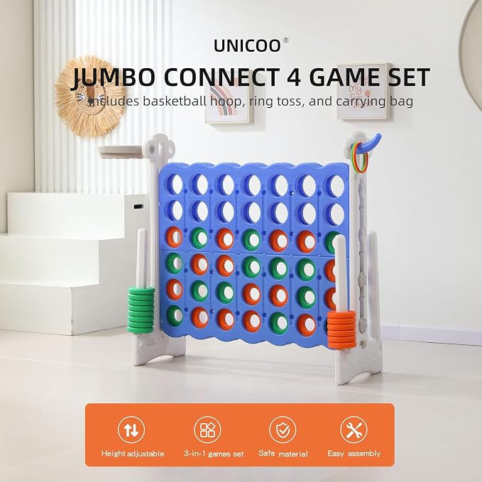 UNICOO® Height Adjustable Jumbo 4-to-Score Game, 4 in A Row Game - Image 2