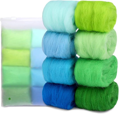 WONVOC 2.82oz Needle Felting Wool, 8 Colors Wool Roving, Wool Roving by wonvoc