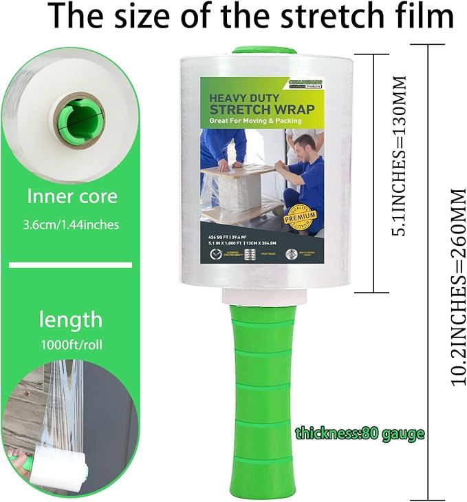 Mini Clear Stretch Wrap Film roll, 4 Packs - Image 2