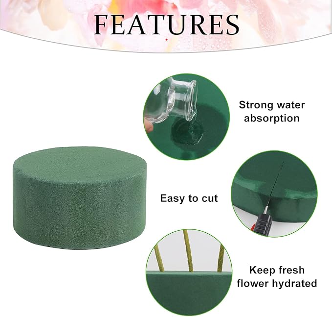 LOMIMOS 20PCS 3''Round Floral Foam Bricks, Wet Florist Floral Foam Block Flower - Image 3