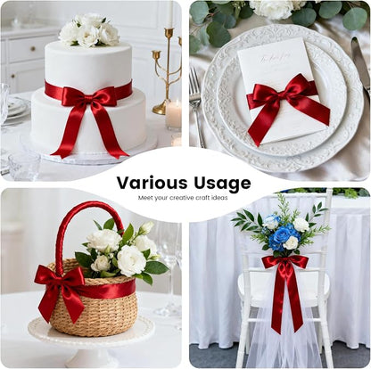 1-1/2 Inch 25 Yards Satin Ribbon Red, Solid Color Fabric Ribbon - Image 7