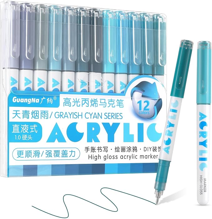 kander Direct Liquid Highlighter Acrylic Marker, 12 Colors Gel Pens by Unknown