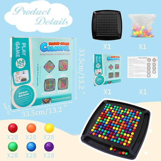 168PCS Marbles Intellectual Chessboard Dual Dual Strategy Board Game, Colored - Image 2