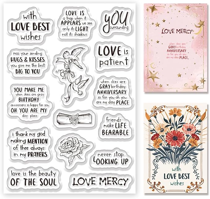 Inspirational Words Transparent Clear Stamps Flower Graduation Cards Silicone by BEUNITONE