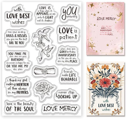 Inspirational Words Transparent Clear Stamps Flower Graduation Cards Silicone by BEUNITONE
