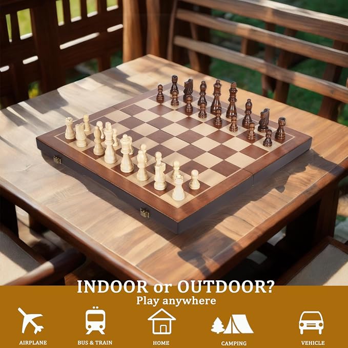 Magnetic Wooden Chess Set 15" Unique Chess Board Game - Image 6