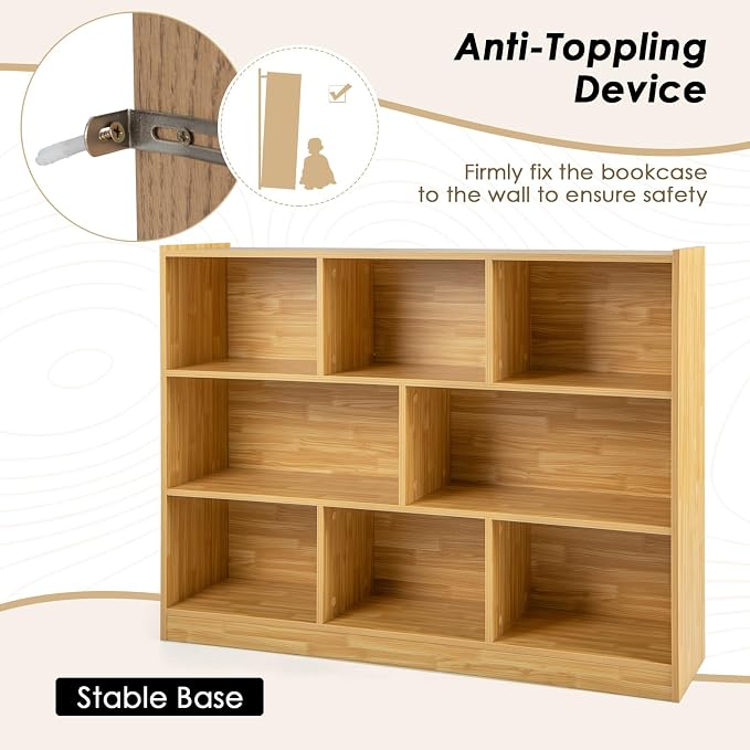 Toy Storage Organizer, 3-Tier Kids Bookshelf, 8 Cube Kids' Bookcases, Cabinets - Image 6