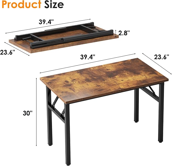 Need 39.4 inches Computer Desk for Small Space Small Folding Table Small - Image 3