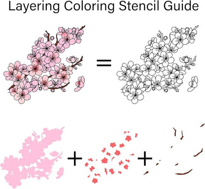 ORIGACH Realistic Winter Plum Blossom Stamps and Dies and Layering Coloring - Image 3