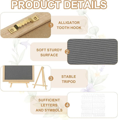 PATIKIL Felt Letter Board, 12x16Inches Gray Wooden Changeable Message Board - Image 3