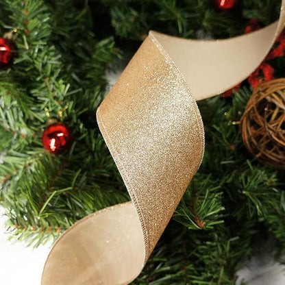 CT CRAFT LLC Glitter Wired Ribbon 1.5" x 10 Yards Gold - Image 7