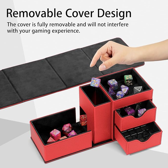 Dice Tray & Dice Tower Storage Box, 3 in 1 Dice Holder Case, Leather Magnetic - Image 4