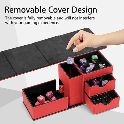 Dice Tray & Dice Tower Storage Box, 3 in 1 Dice Holder Case, Leather Magnetic - Image 4