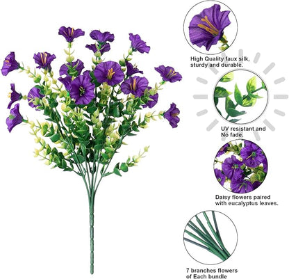 Artificial Flowers Fake Plants for Outdoors Decoration, 12 Bundles Purple Silk - Image 7